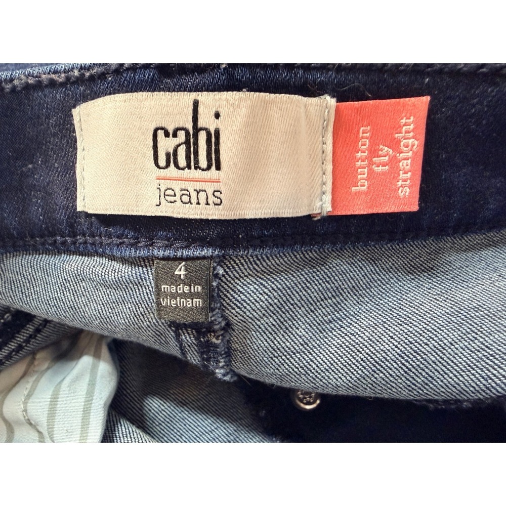 Cabi Jeans Women 4 Blue Button Fly Straight Dark Wash High Rise Denim 4327 - Picture 5 of 6